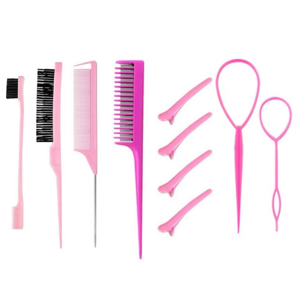 KIT 10 Conjunto De Escovas De Cabelo Com Trança Francesa Pente Conjunto Escova Estilo De Cabelo