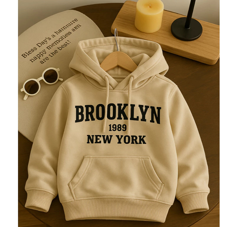Agasalho Infantil Blusa de Frio Canguru Moletom Premium Com Capuz Flanelado Brooklyn Algodão