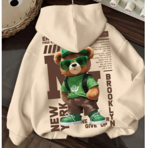 Agasalho Infantil Moletom Flanelado Premium Criança Menino e Menina NewYork Ursinho StreetWear