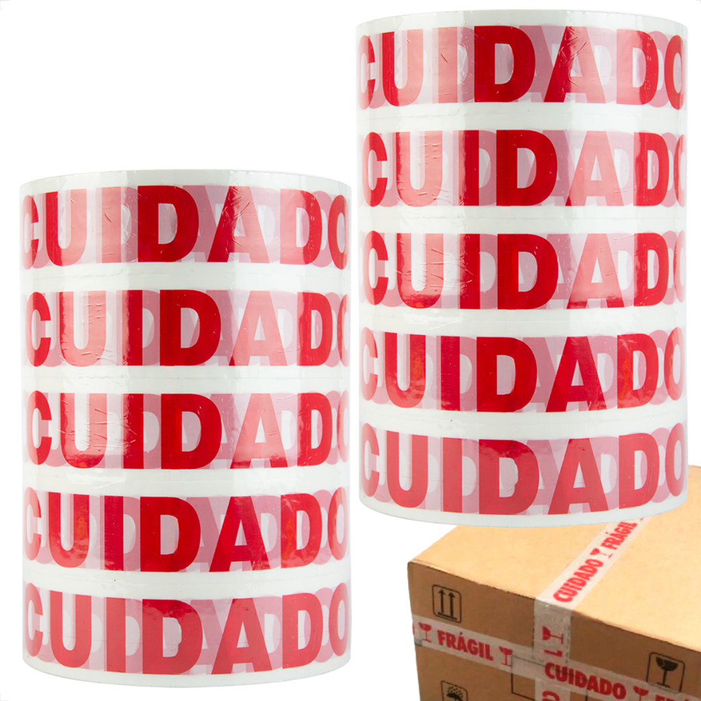 10 Unidades Fitas Cuidado Frágil Larga 500 Metros Caixas Embalar Durex