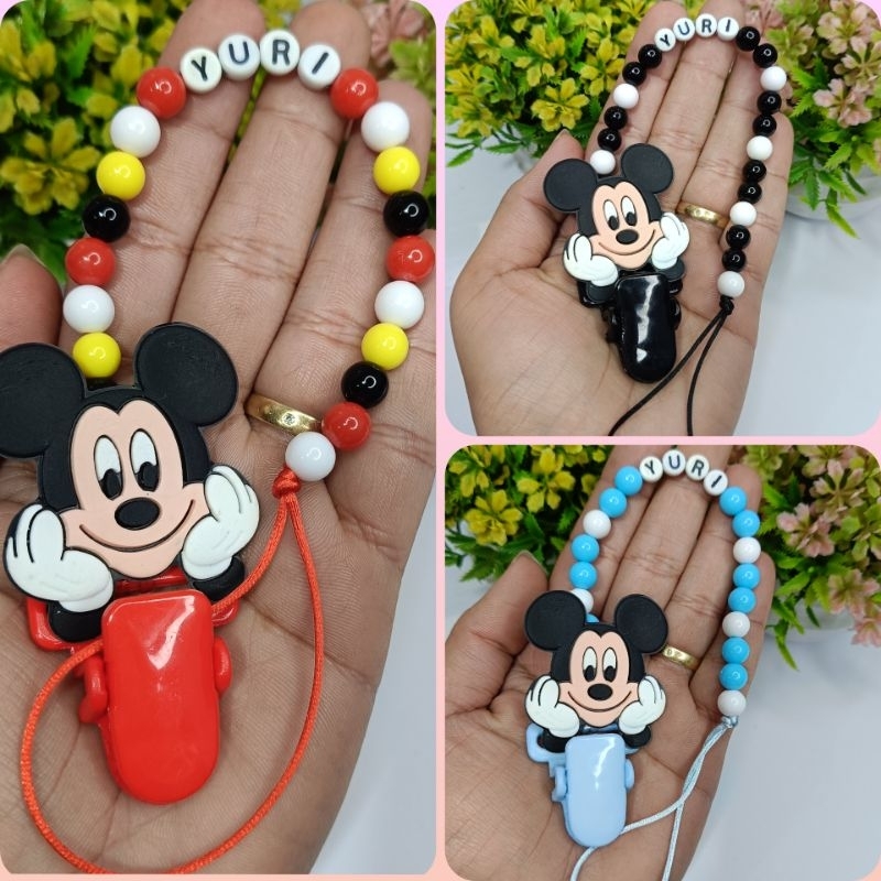 Prendedor de chupeta Mickey personalizado com nome