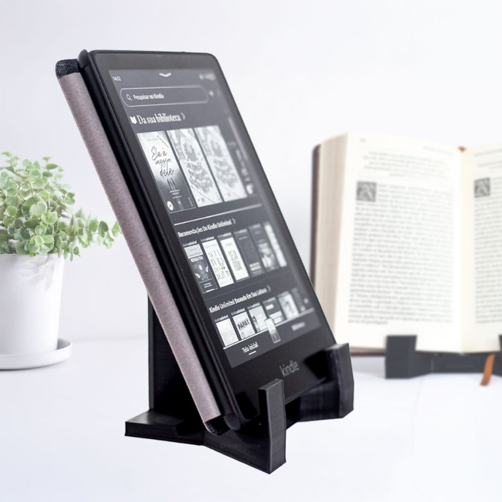 Kit 2 Suportes para Livro (Apoio ou Aparador para Bíblia, Receita, HQs) Tablet e Kindle Exposição e Decoração + Brinde