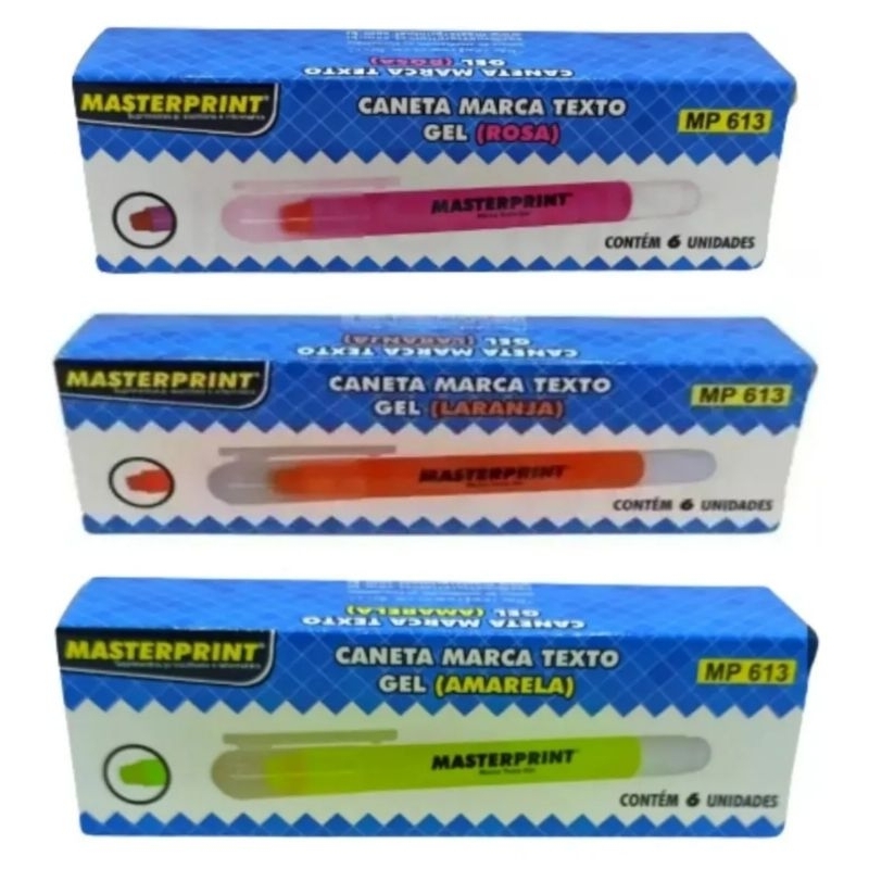 Kit 3 Caixas 18un Caneta Marca Texto Gel Premium Flex Mp-613