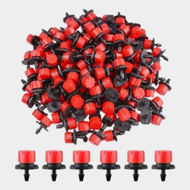 Kit 200 Bico Gotejador Vermelho Regulável Plantas 70l/h