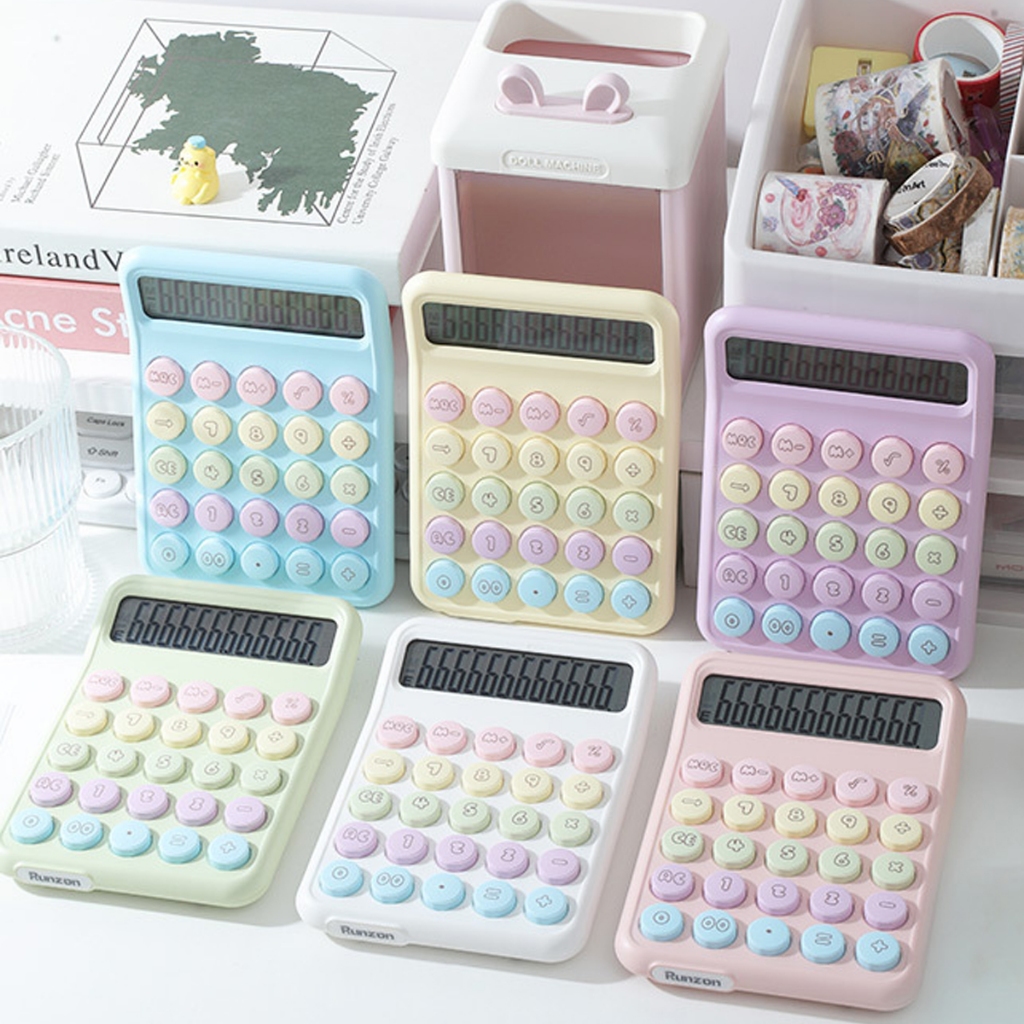Calculadora  de 12 Dígitos Teclado redondo colorido Grande  para escola ou trabalho