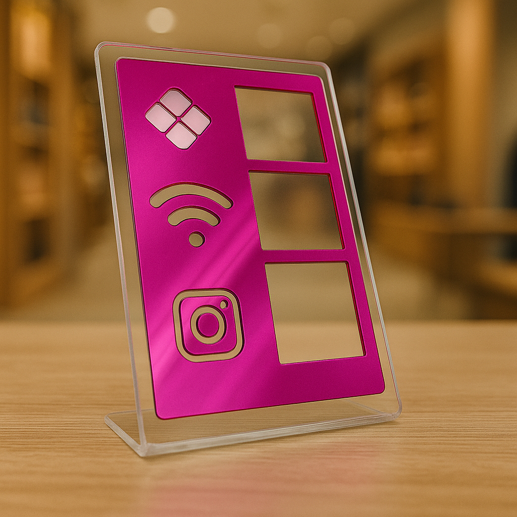 Placa  Rosa Pink Display  Pix  Wifi Wi-Fi Instagram Balcão Loja Bar