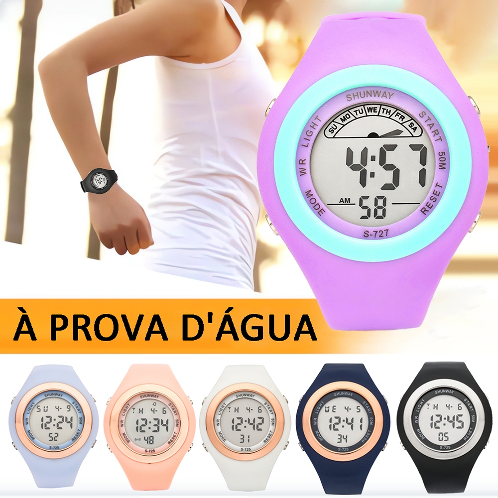 Relogios Femininos Original A Prova De Água Lindos Infantil Led Esportivas Cronômetro