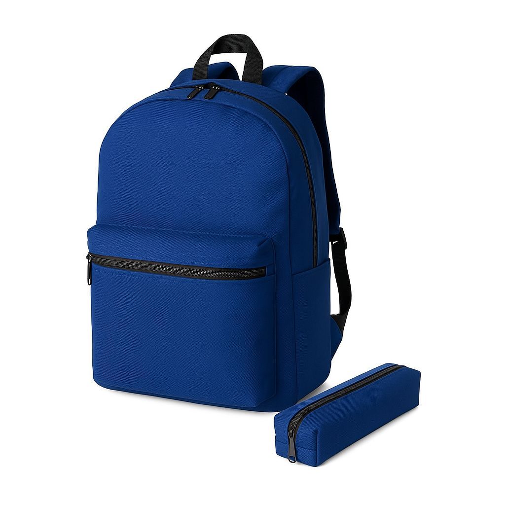 Mochila Masculina Feminina Reforçada Trabalho Viagem Escolar AZUL + ESTOJO AZUL PROMOÇÃO