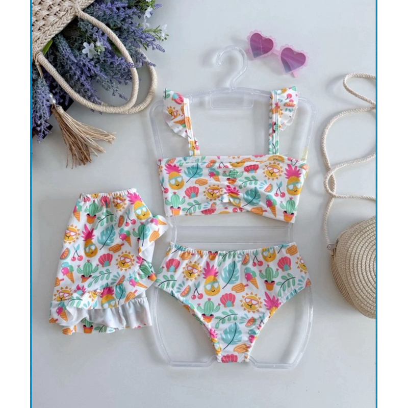 Conjunto de biquíni infantil 3 peças