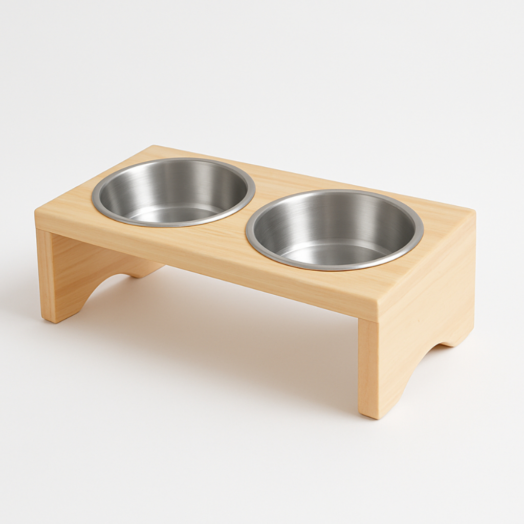 Comedouro Elevado Duplo 2 Potes 960ml Médio para Cães e Gatos Ergonomico