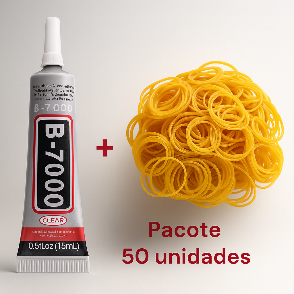 Kit Cola Multiuso Manutenção Reparo Celular Zhanlida B7000 15ml + Elástico 20gr