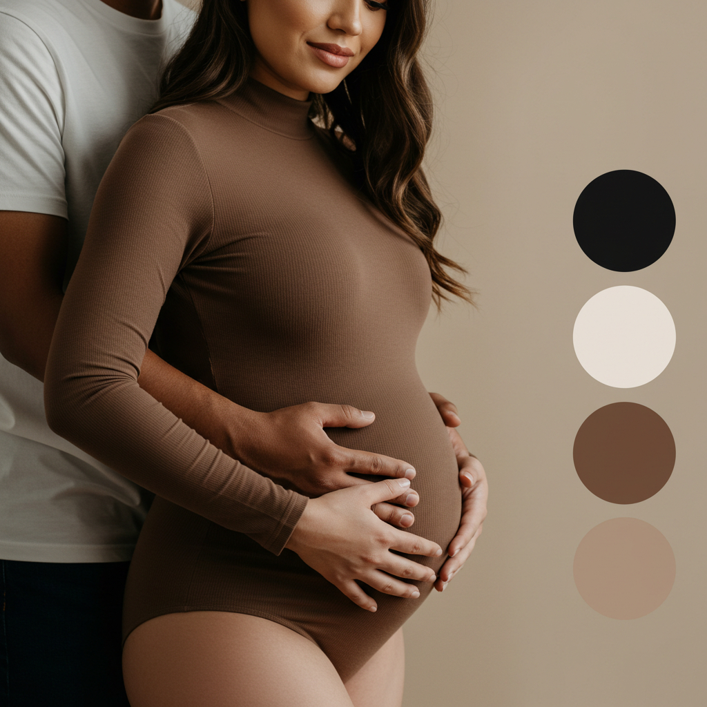 Body Gestante Ensaio Fotográfico | Gola Alta Manga Longa | Look Casual Elegante para Grávidas