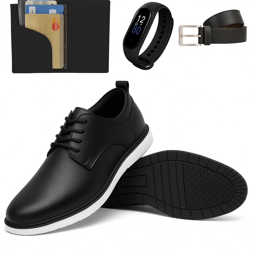 Sapato Social Oxford Masculino + Cinto + Carteira + Relógio.