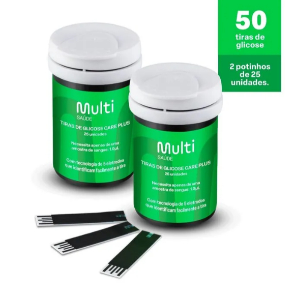 Tiras de Glicemia - Care Plus - Caixa com 50un - Multi Saúde - HC489