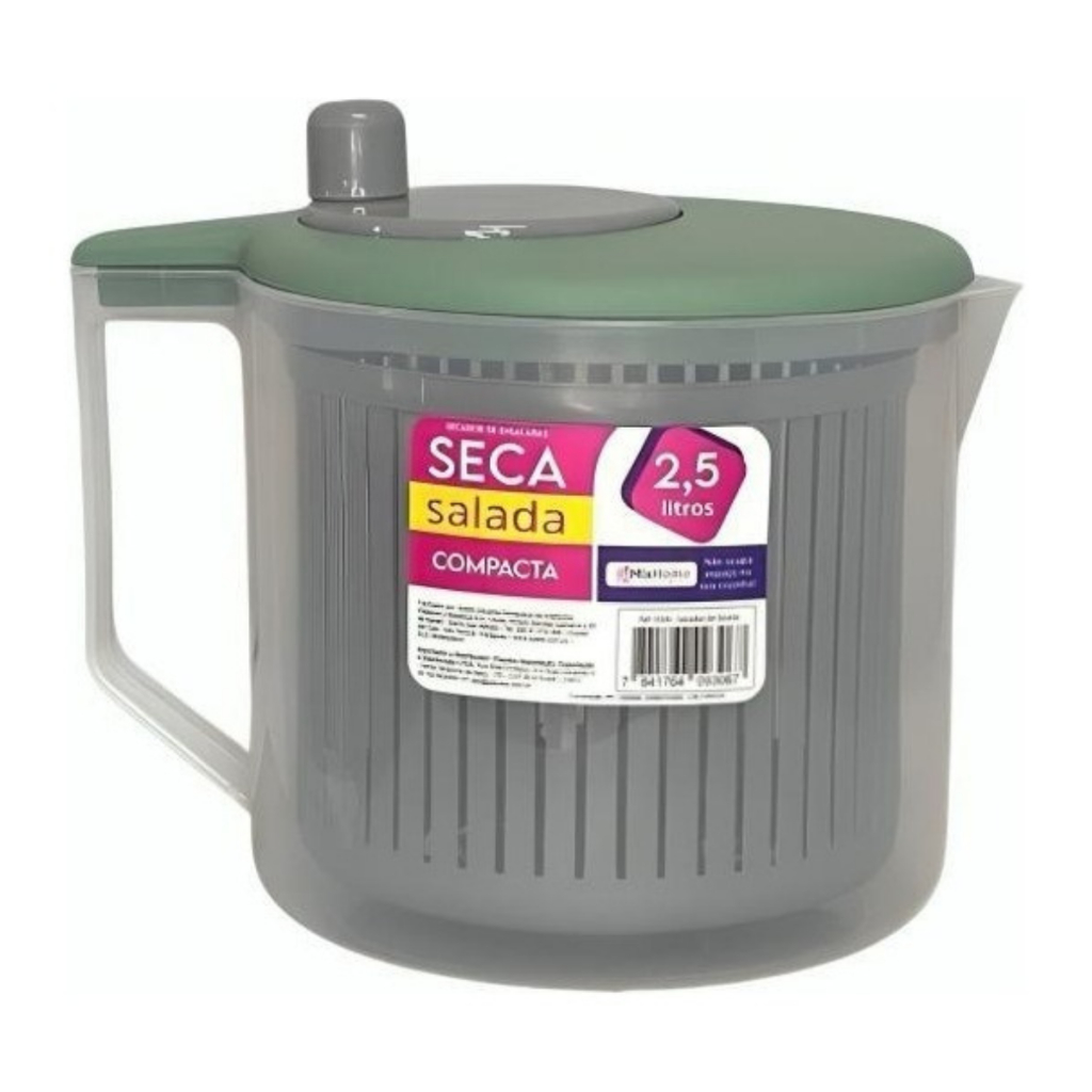 Centrífuga Compacta Seca Salada 2,5 Litros Secador Manual Folhas Verduras Frutas Vegetais Promoção!!