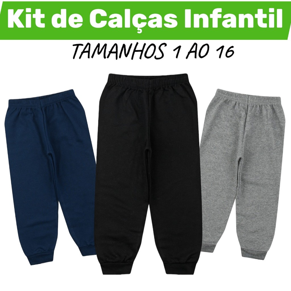 Calças De Moletom Infantil Juvenil Masculino e Feminino 1 a 16