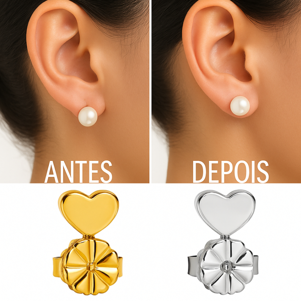 Tarraxa Mágica Sustentação Brincos Orelha Rasgada, Banho Ouro 18k Prata Anti Alérgico Acessórios Femininos