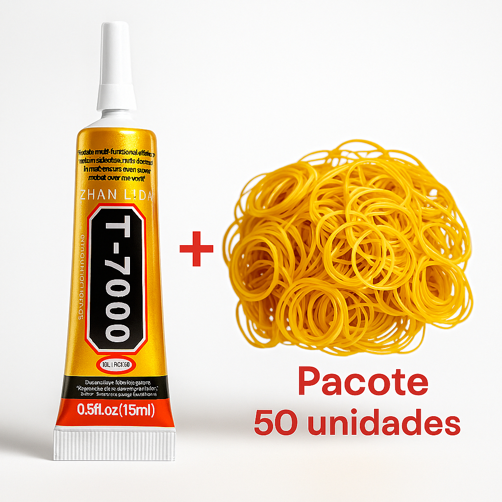Kit Cola Multiuso Manutenção Reparo Celular Zhanlida T7000 15ml + Elástico 20gr