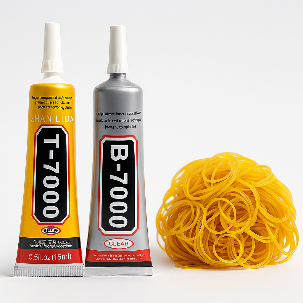 Kit Cola Multiuso Manutenção Reparo Celular Zhanlida T7000/B700 15ml + Elástico 20gr