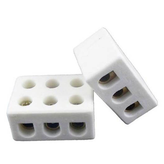 Conector de Porcelana 3 Polos 6mm - Alta Resistência e Segurança.