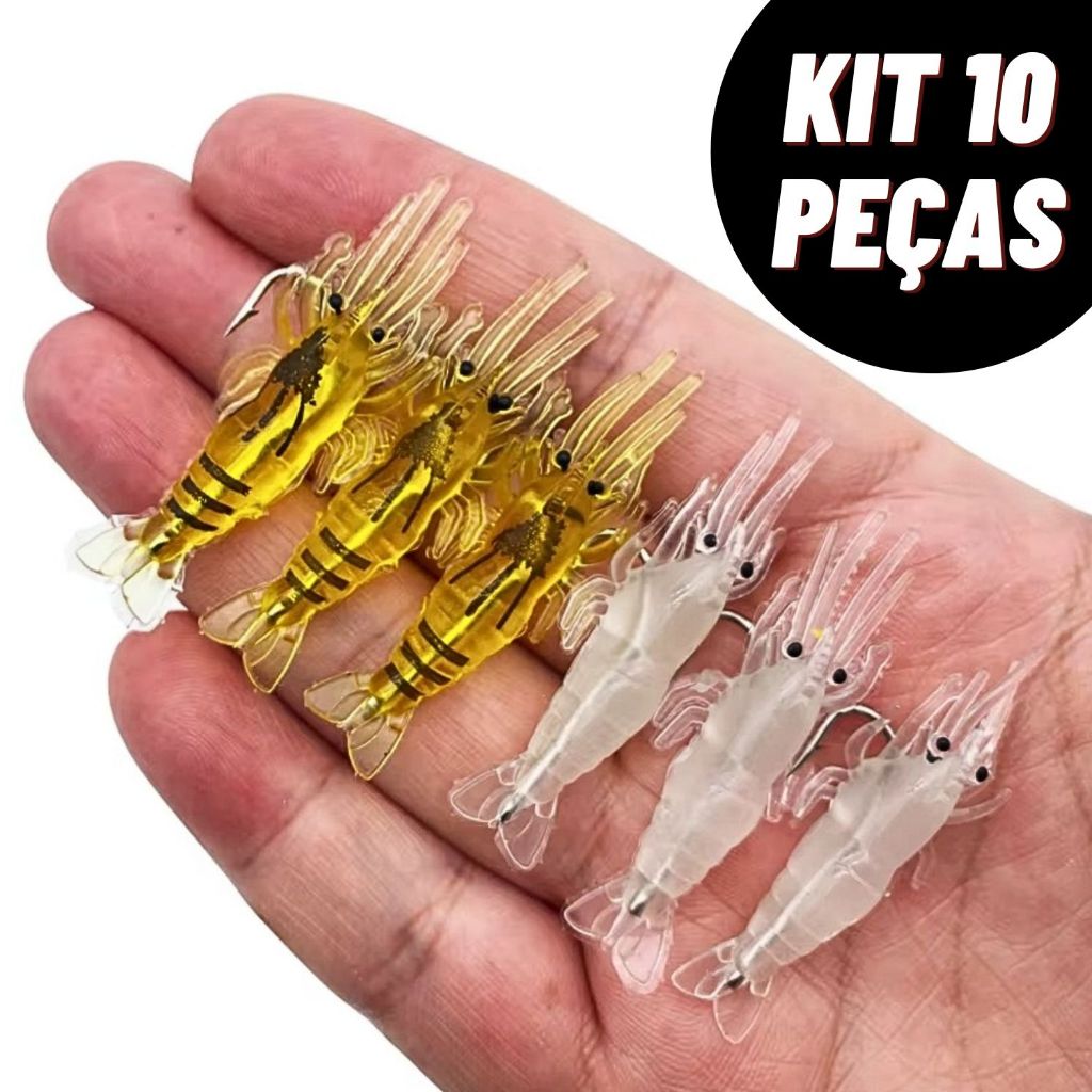 Isca De Camarão Macia 4,5cm Iscas Simuladas Para Pesca De Tucunaré Equipamento De Anzol