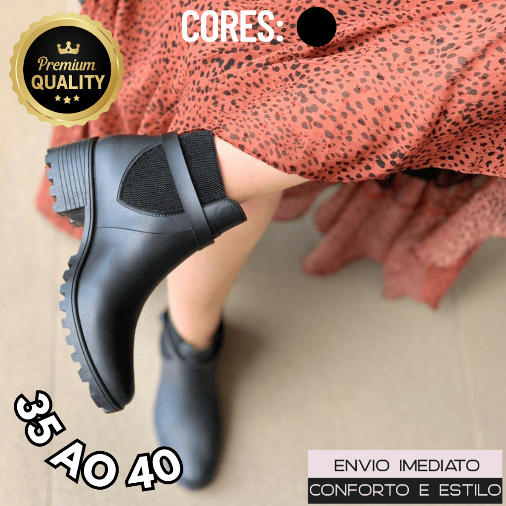 Bota Feminina Impermeável Cano Curto Galocha Para Frio e Chuva Inverno