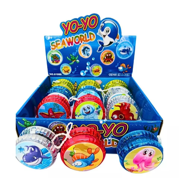 Caixa Com 12 Super Ioiô Yoyo Luz De Led Colorido Infantil Cor Animais Aquáticos