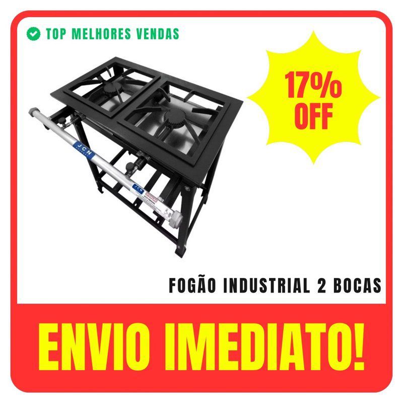 Fogão Industrial Alta Pressão Industrial 2 Bocas Completo Standard JCN COZINHA RESTAURANTE