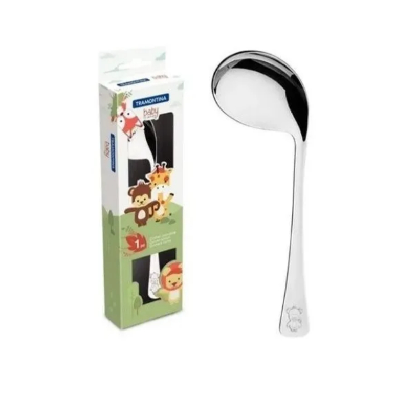 Colher Infantil Curva Tramontina Em Aço Inox Criança Baby