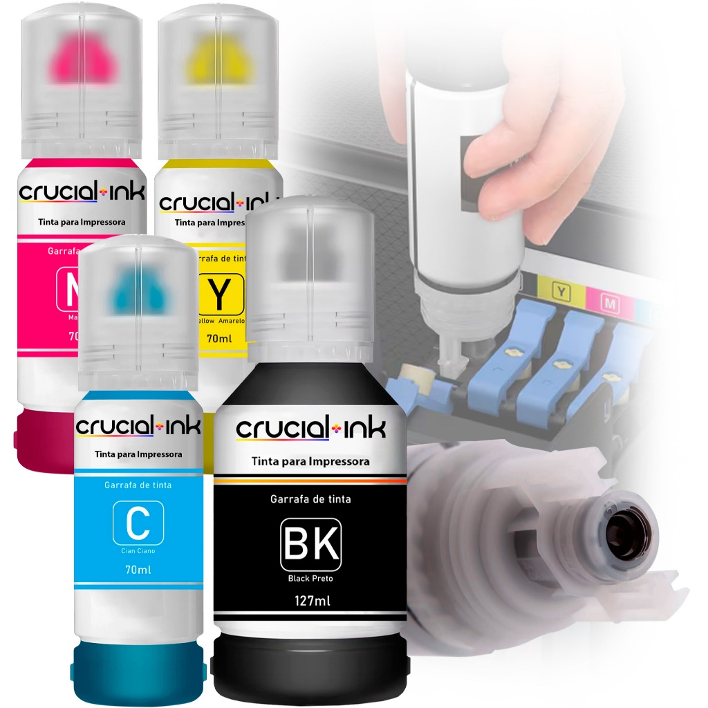 Kit 4 Refil Tinta 4 Cores Para Epson L4260, L4150,  L6171, L6191 L6270