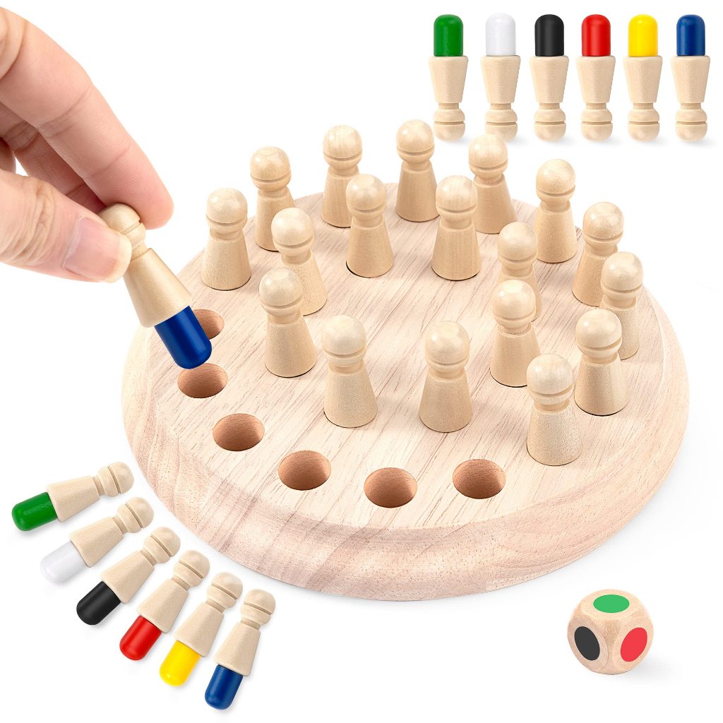 Jogos de Aprendizagem de Memória em Madeira  Brinquedos educativos de memória, xadrez de treinamento de atenção