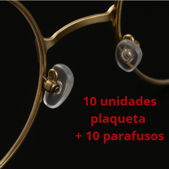 10 Plaquetas De Silicone Para Óculos + 10 Parafusos De Plaqueta /Antiderrapante/Confortável/Almofada