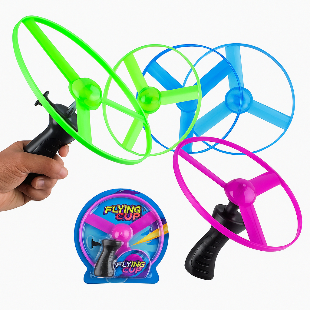 Brinquedo De Disco voador com luz Led com lançador que voa de verdade Helicóptero Infantil Divertido