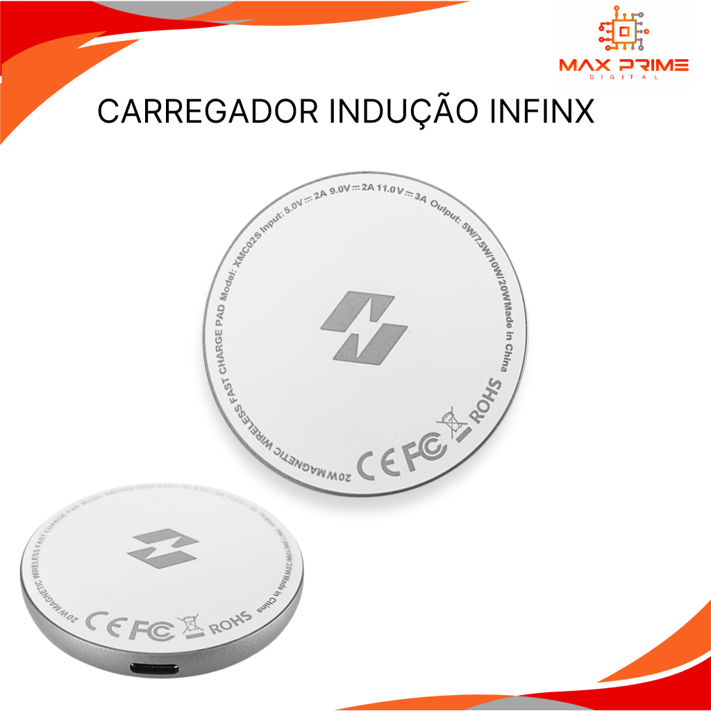 Carregador por Indução Magnético para Infinix – 20W, Carregador sem Fio,  Mag Pad Infinix