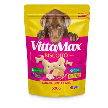 BISCOITO PARA CÃES MATSUDA VITTAMAX BISCOITO BANANA, AVEIA E MEL 500G
