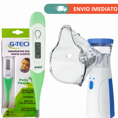 Kit Completo Termômetro Flexivel G-tech+ Inalador Portatil Compacto