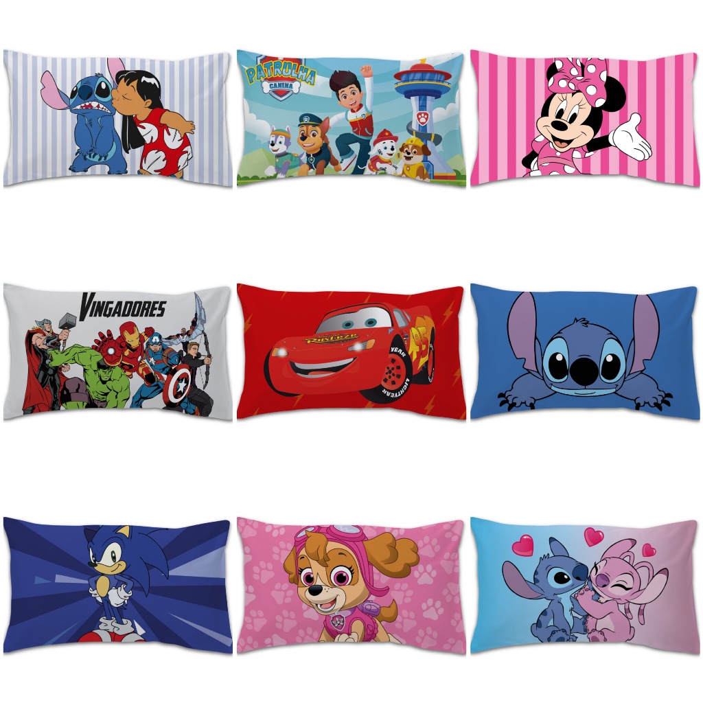 Fronha Infantil Estampada De Personagens para Crianças Vários Modelos