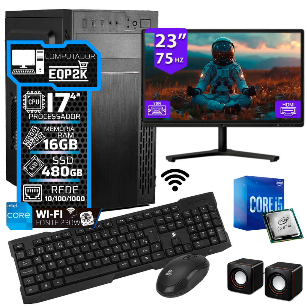 Computador Intel Core I7 4°gera. Ssd 480gb 16gb Memória Ram Monitor 23 + DVD