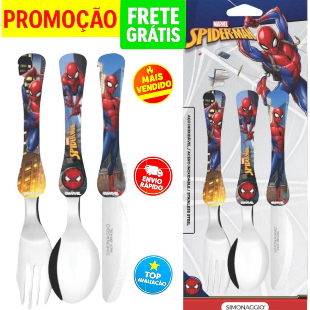 Talher Infantil Homem Aranha Disney Inox Simonaggio Princesa Frozen Minnie Carros Chaves