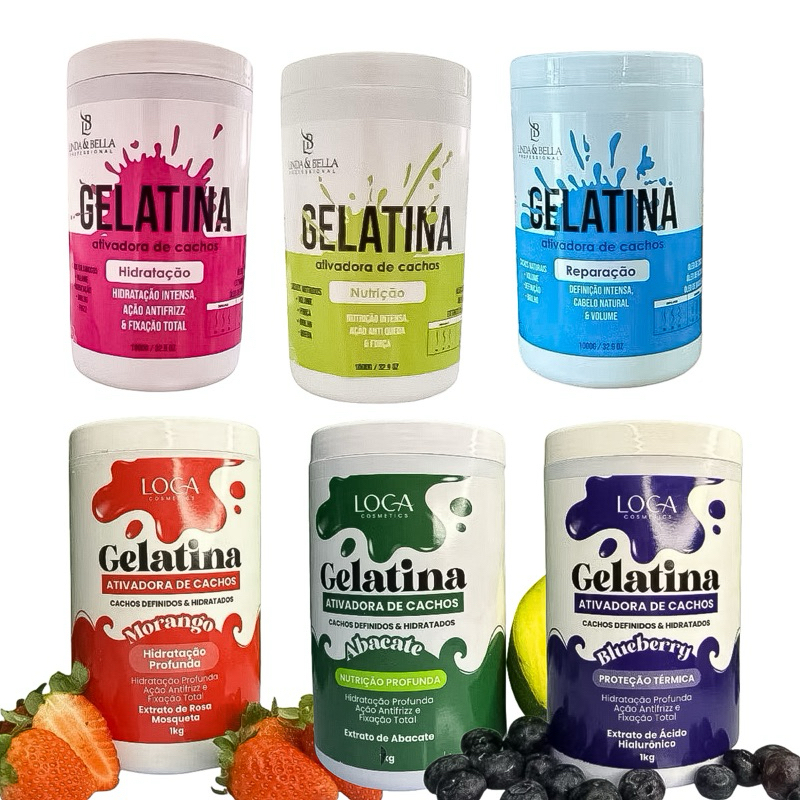 Gelatina Ativadora De Cachos 1Kg Linda&Bella Ou Loca Cosmétics Reparação Cachos Transição