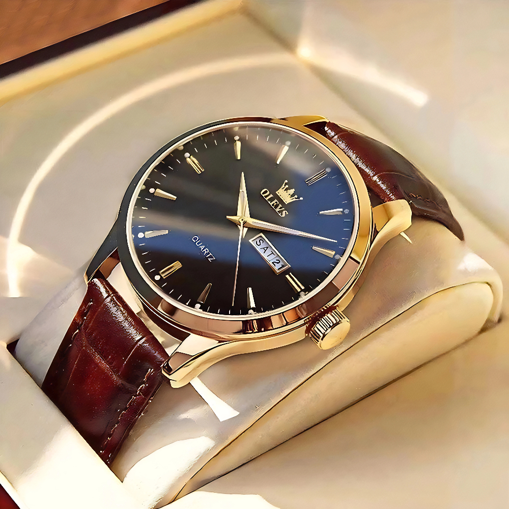 OLEVS Relógio Masculino Relogio A Prova D'água Luxo Orient Leather Calendário Formal Moda Simples e Moderna 6898