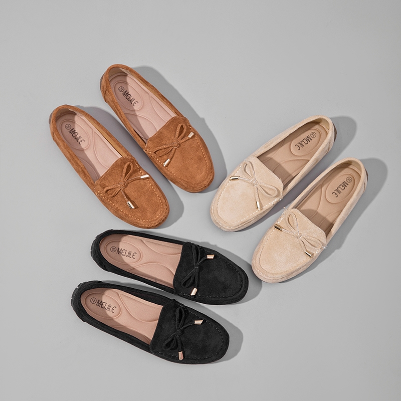Sapato feminino confortavel Fundo macio com decoração de laço