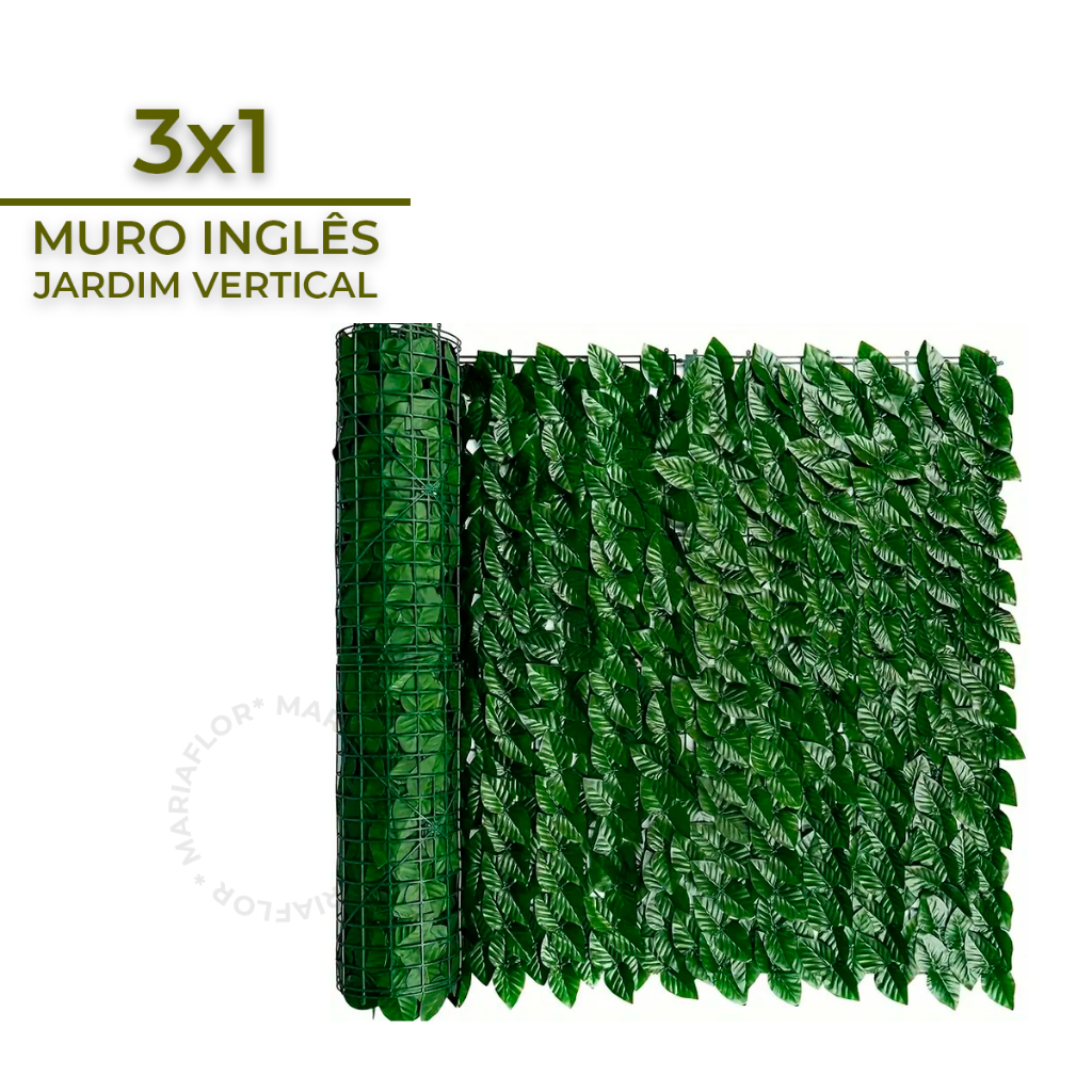 Muro Inglês Jardim Vertical Artificial 3x1 Painel Decoração Artificial