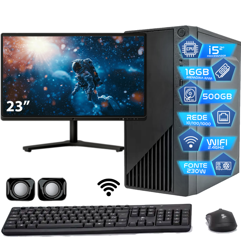 Computador Intel I5 16gb Hd 500GB Monitor 23' - Completo