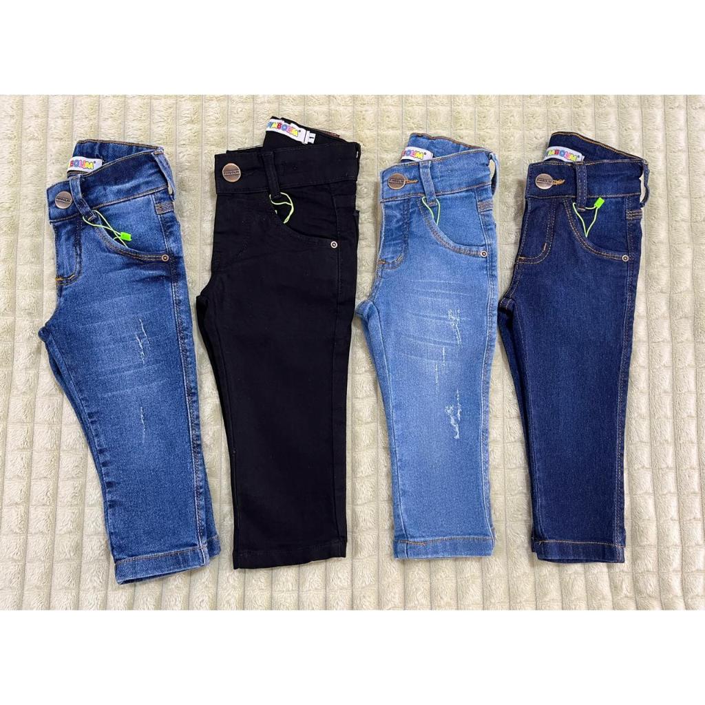 Calça jeans bebe Menino, calça infantil 01 ao 04 com elastano e regulador,calça jeans criança skinny