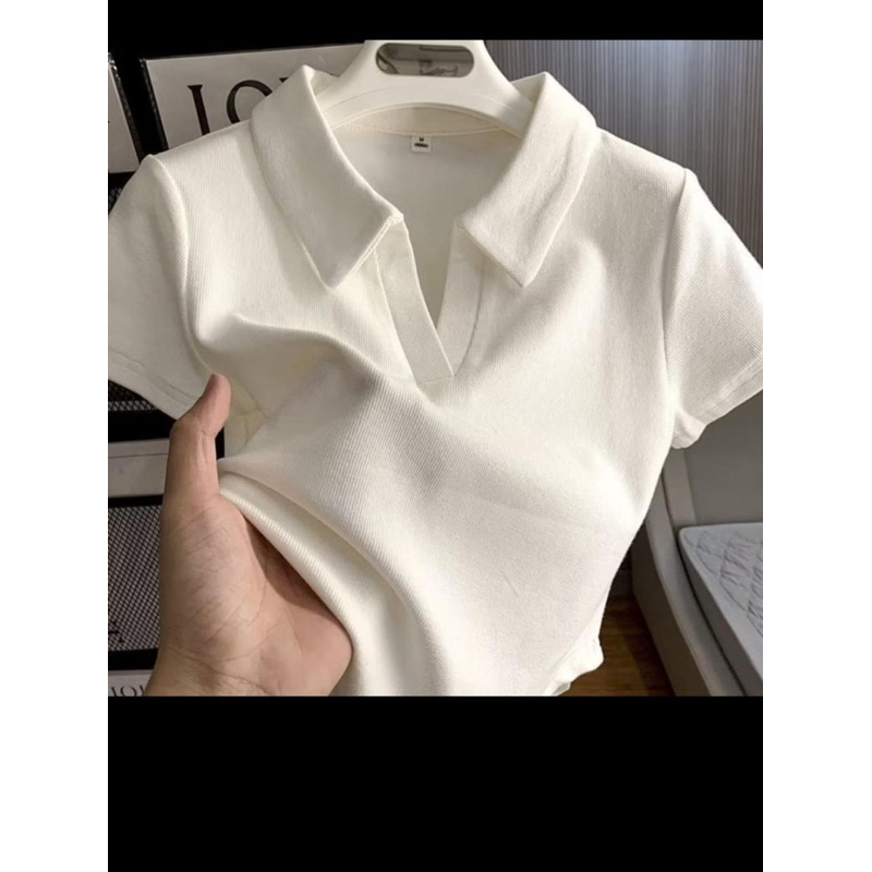 Camisa polo Feminina Ribana Manga curta Algodao