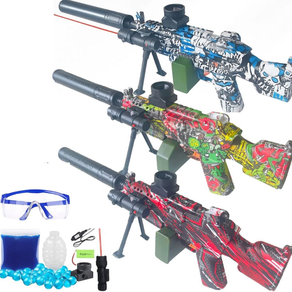 Arminha De Bolinha De Gel com mira laser Metralhadora M249 + 5000 mil bolinhas