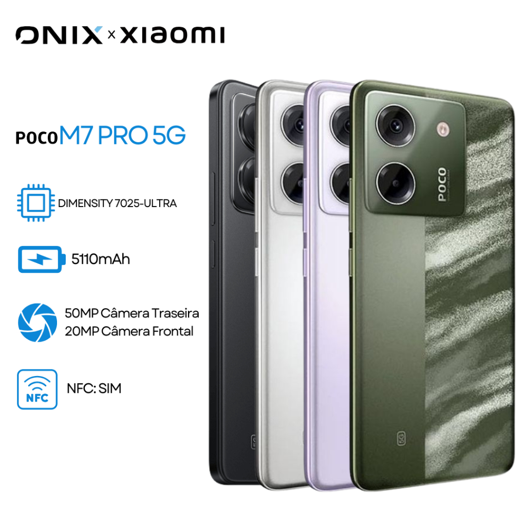 POCO M7 Pro 5G, 256GB/512GB e 8/12GB RAM,Câmera 50MP, Processador Dimensity 7025-Ultra, Bateria de 5110mAh Versão Global
