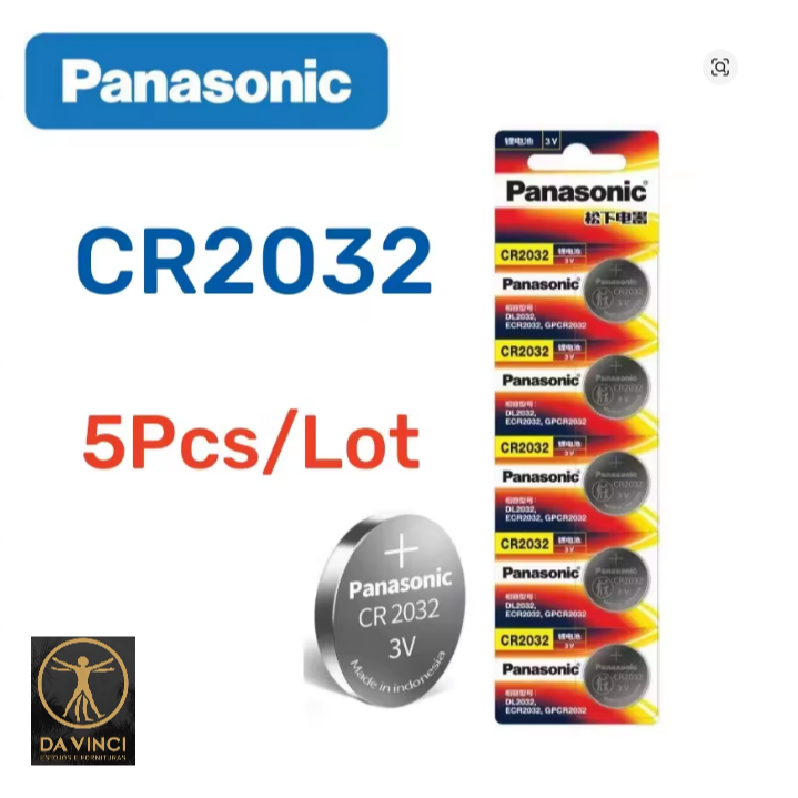 05 Unidades Bateria CR2032 3V - Balança Controle Relógio Alarme Placa-mãe Notebook Panasonic