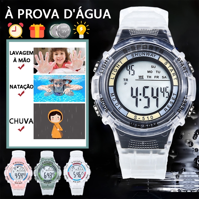 Relógio Digital Esportivo LED à Prova D'água Para Crianças Presente